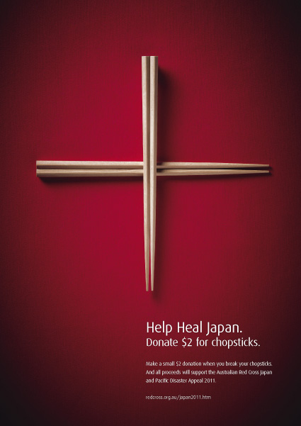 Red Cross Chopstick Poster